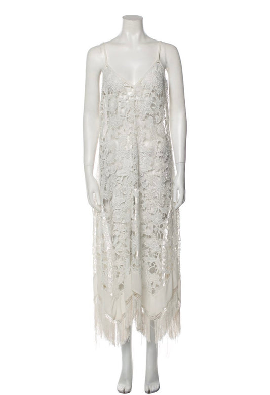Ramy Brook - Trim lace & fringe accent cover-up dress