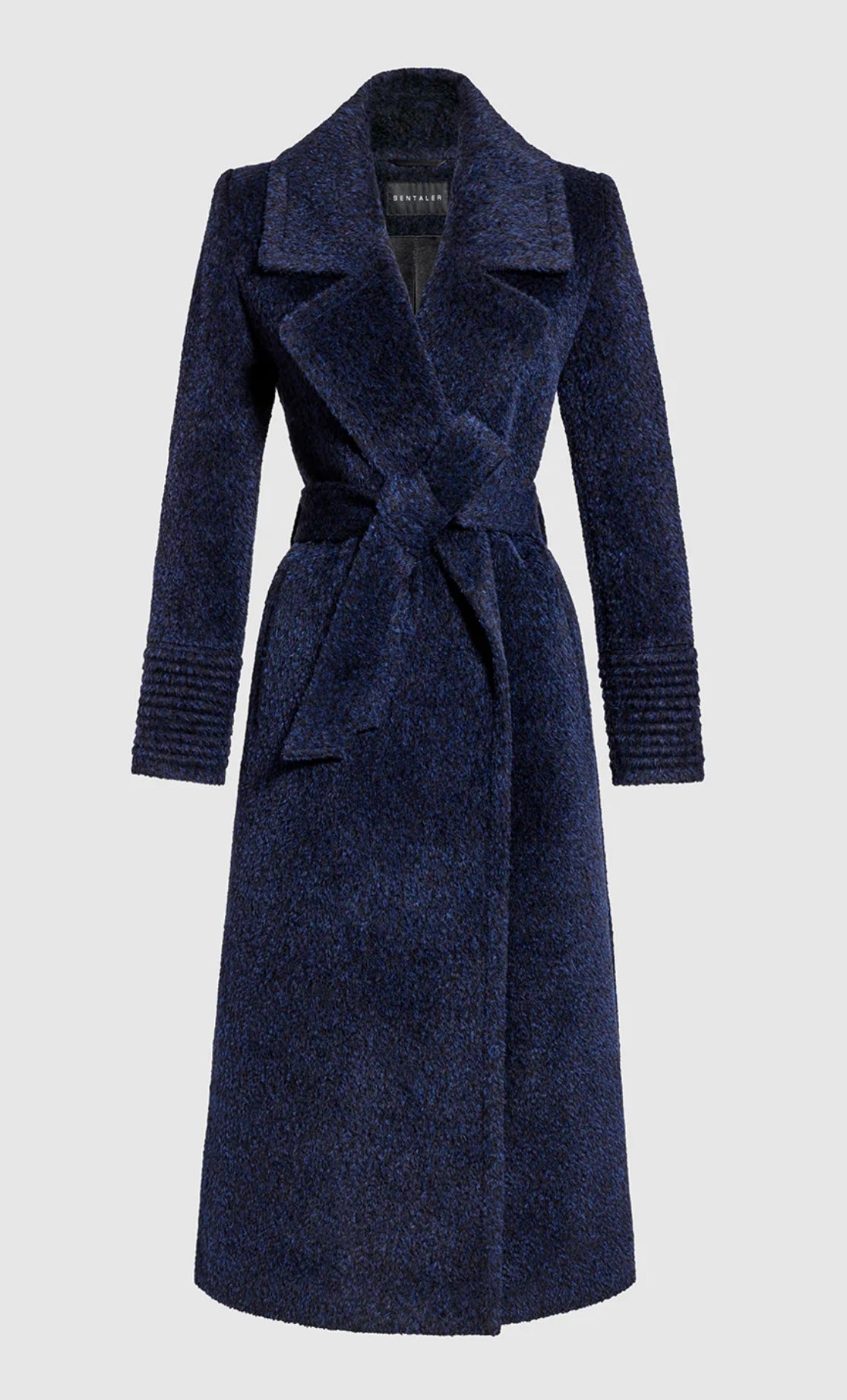 SENTALER - BOUCLÉ ALPACA LONG NOTCHED COLLAR WRAP COAT