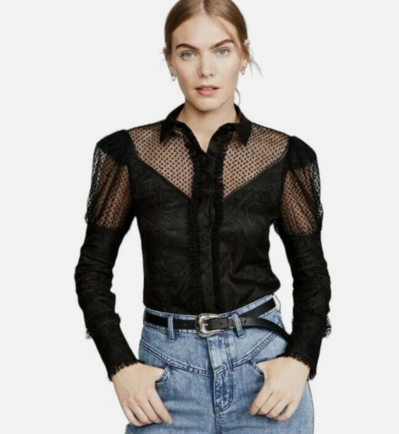 Alexis Long Sleeve Mesh Button Up