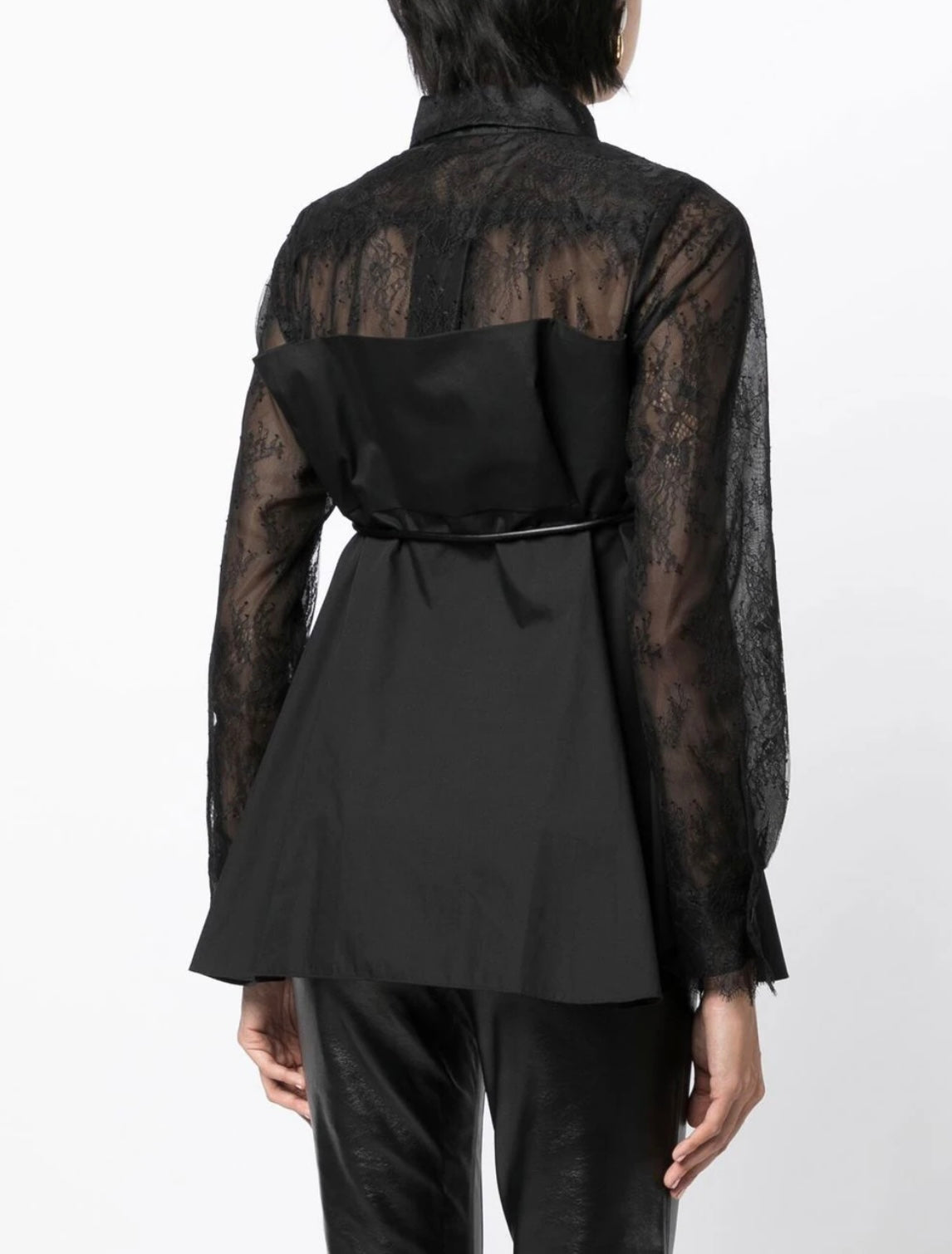 SACAI
lace-panelled tied-waist shirt