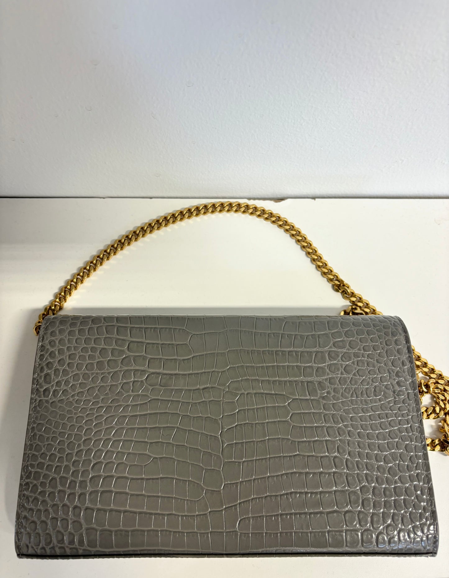 Saint Laurent Croc Crossbody Bag