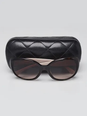 CHANEL quilted 5184 model tort frames with pearl CC sunglasses