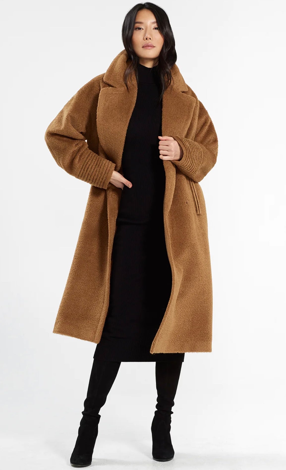 SENTALER - BOUCLÉ ALPACA LONG OVERSIZED NOTCHED COLLAR COAT
