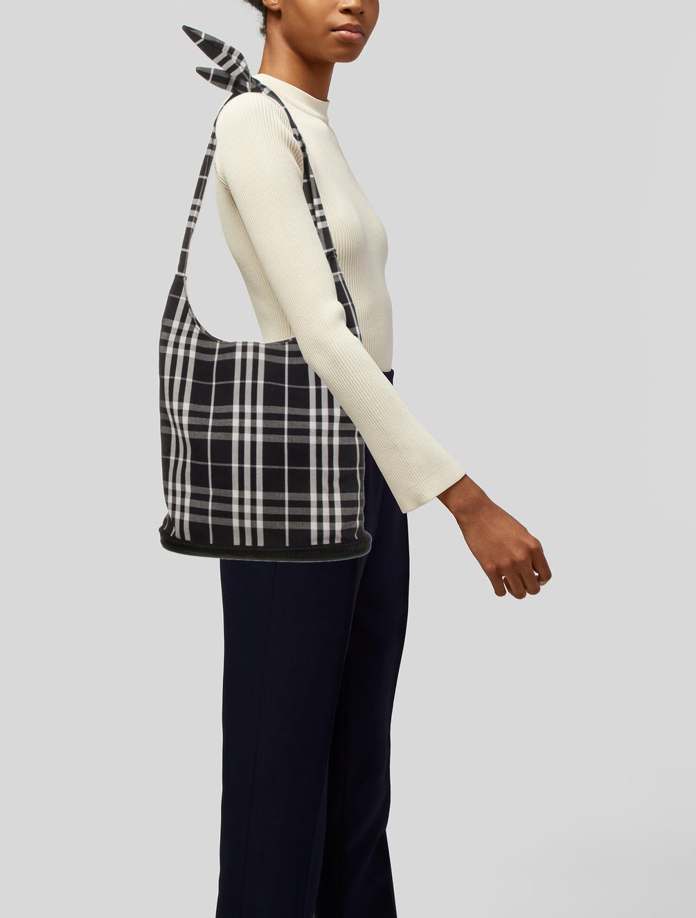 BURBERRY canvas check bucket bag