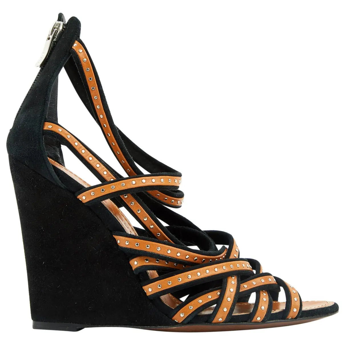 BARBARA BUI velvet wedges with brown straps