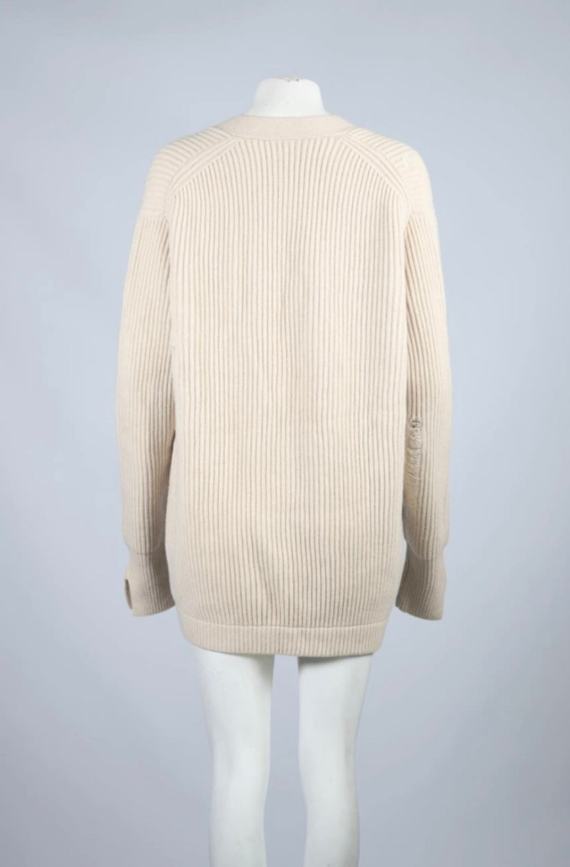 HELMUT LANG - 100% Lamb Wool Beige Cardigan