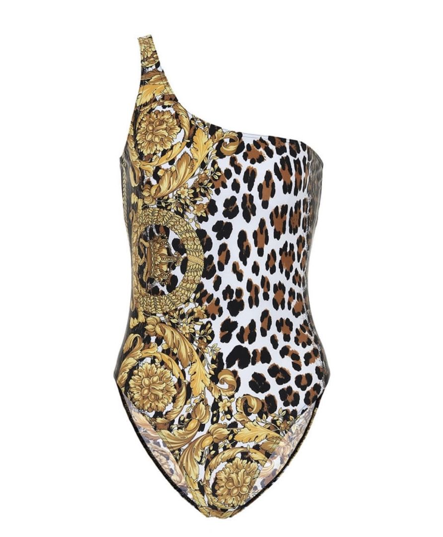 Versace Leopard and Baroque Print One Piece Swimsuit