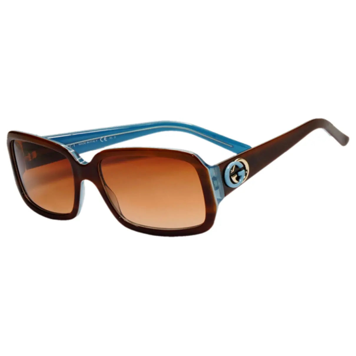 GUCCI retro brown sunglasses with blue and silver logo