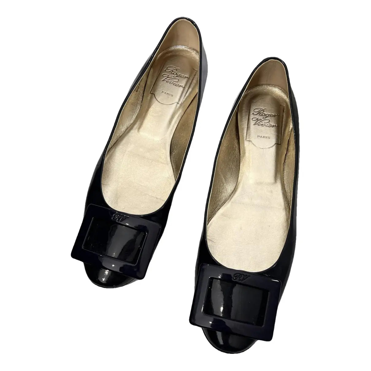 ROGER VIVER black patent black block heel