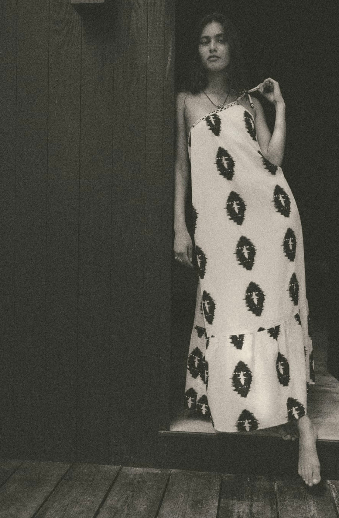 ZARA - PRINTED DRESS WITH ASYMMETRIC HEM