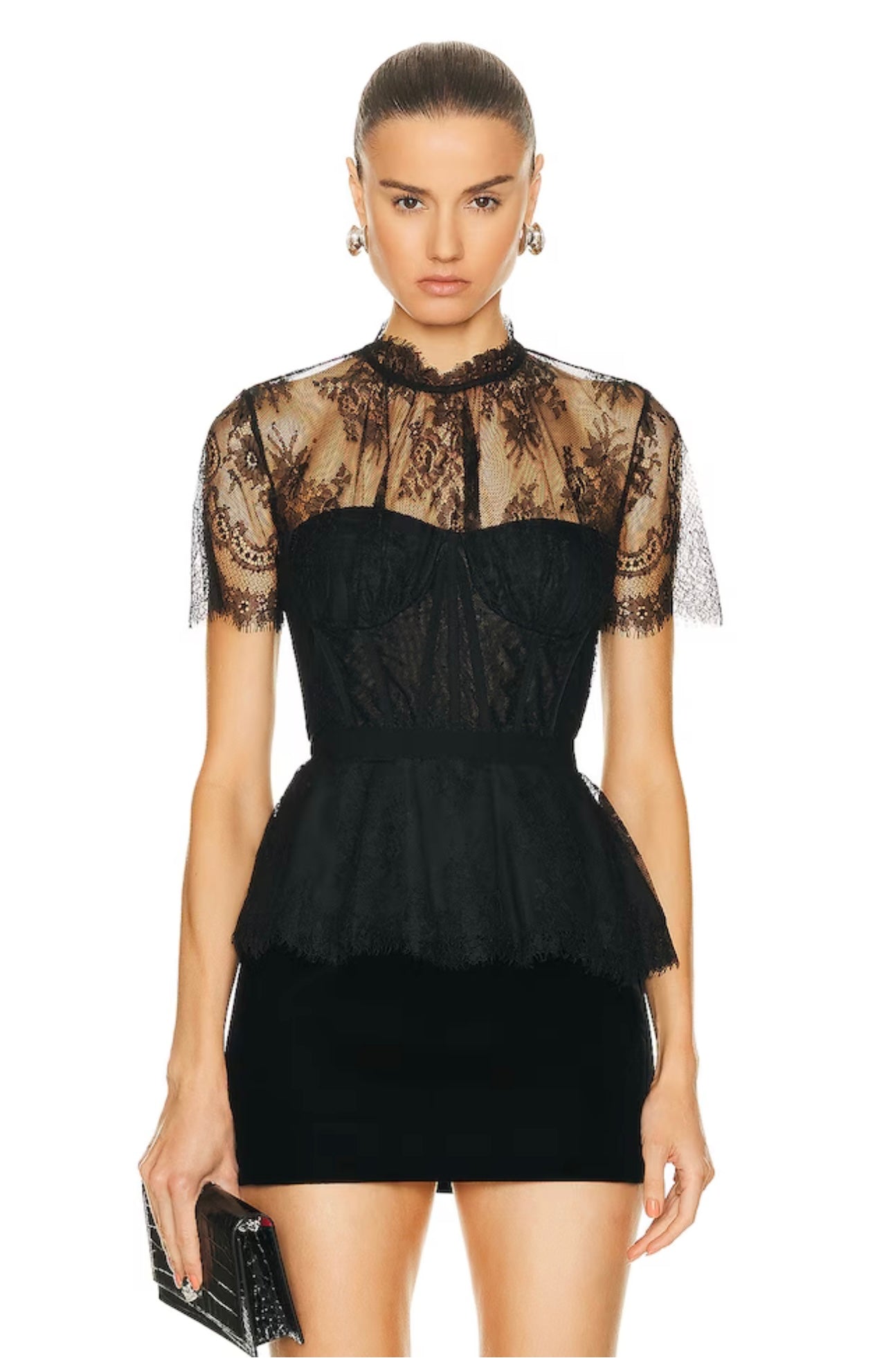 SIMKHAI - Kehlani Lace Bustier Top in Black