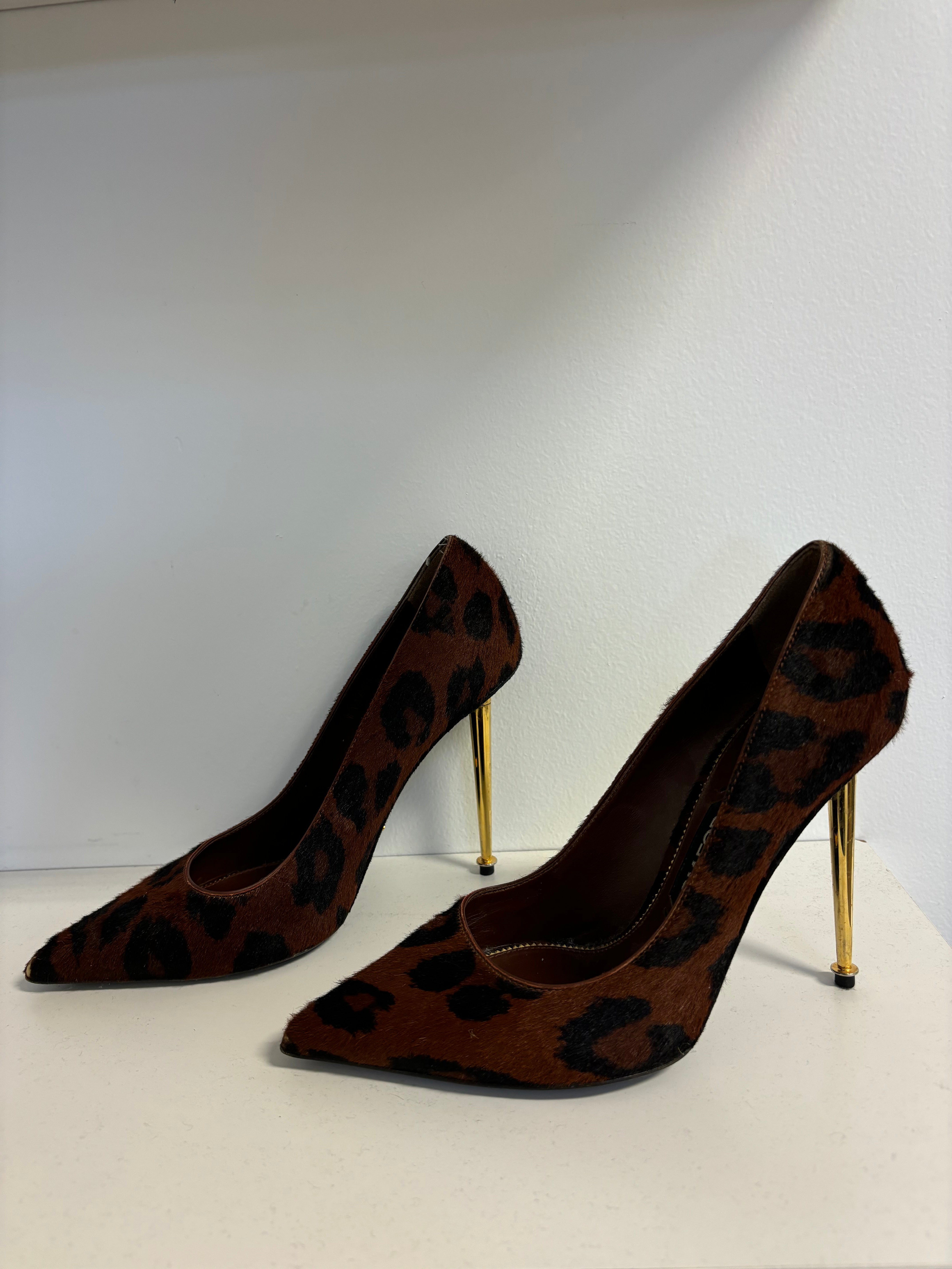 Tom Ford Leopard Print Calf Hair Pumps