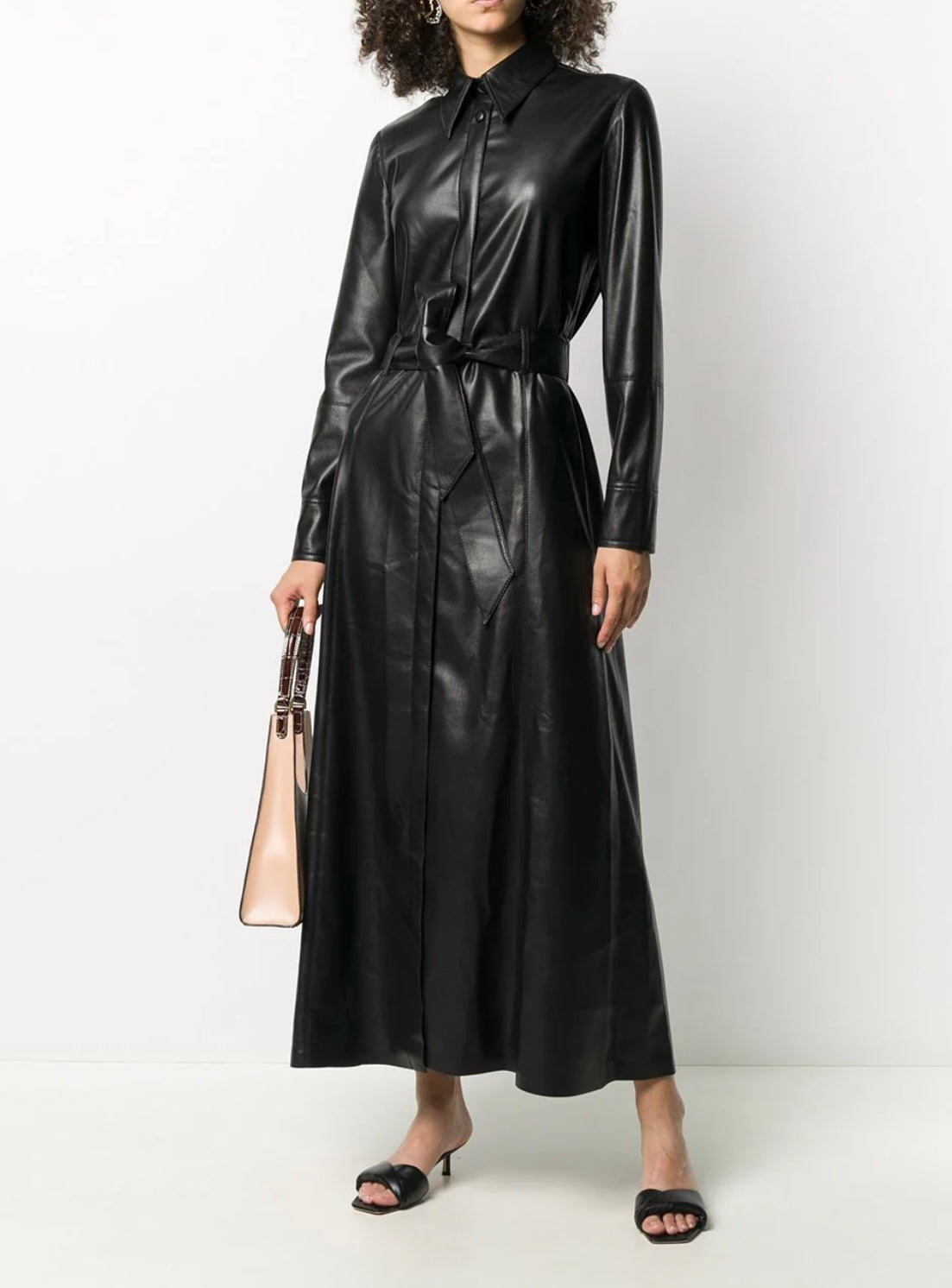 Nanushka - 
faux long belted dress