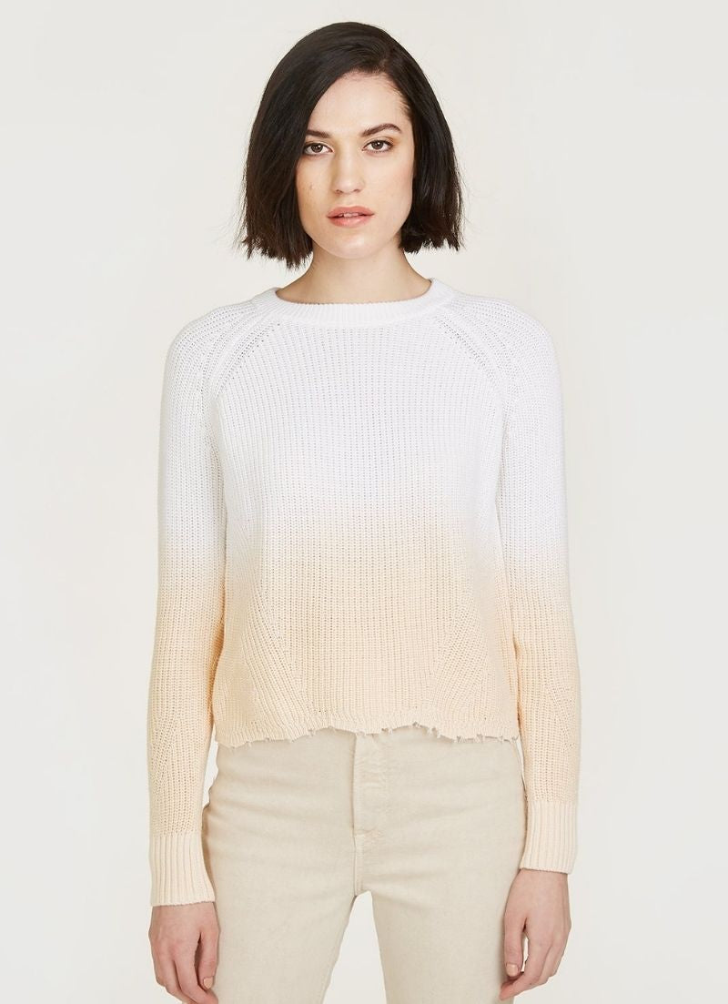 AUTUMN CASHMERE DIP DYE SCALLOP SHAKER CREW