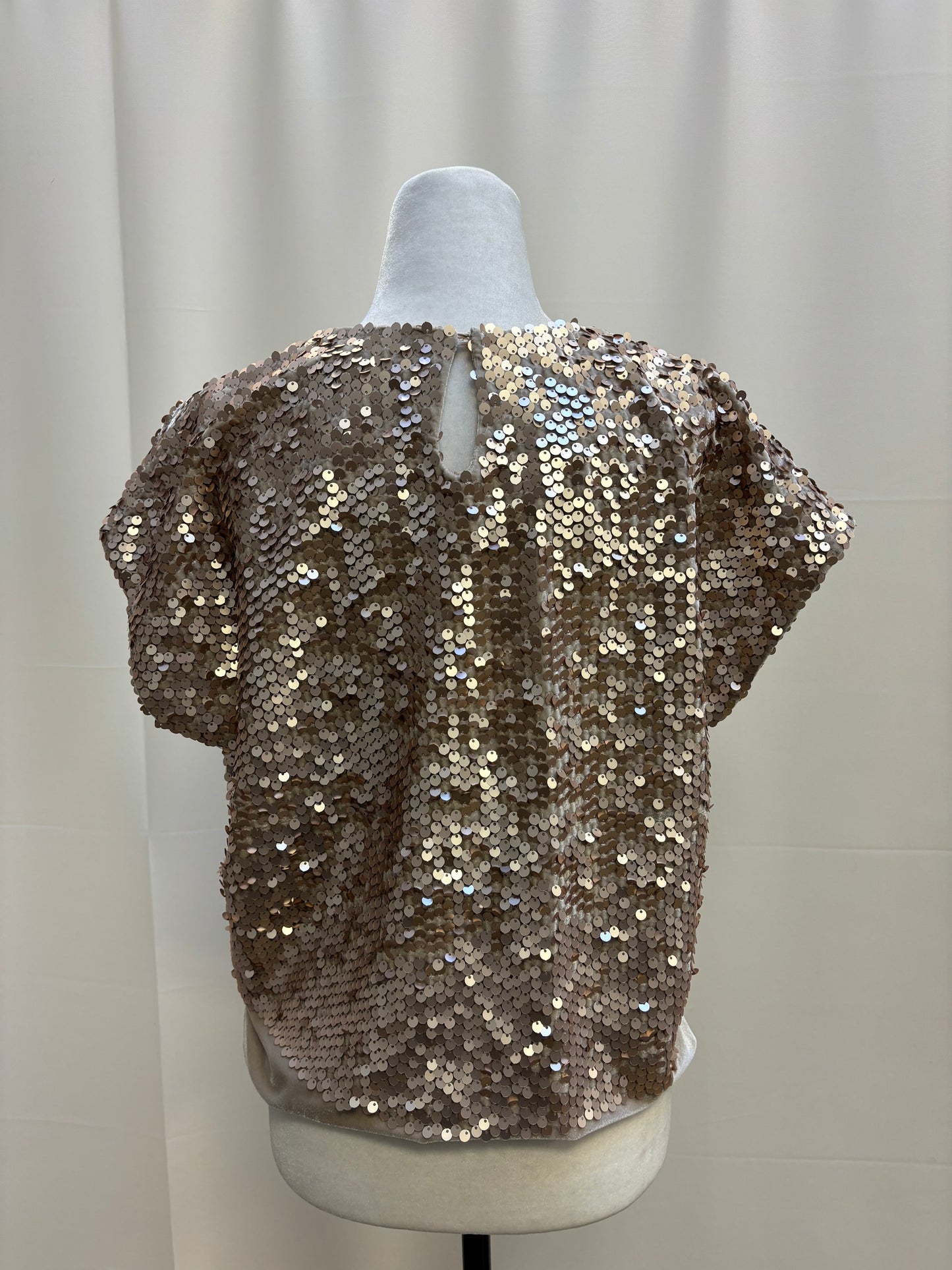 Nisse Rose Gold Sequin Velvet Top