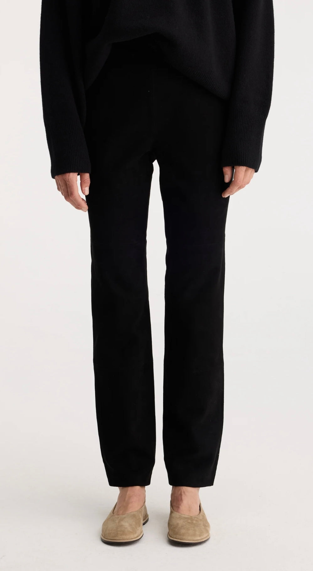 Rohe -  Straight-leg Suede Trousers Black