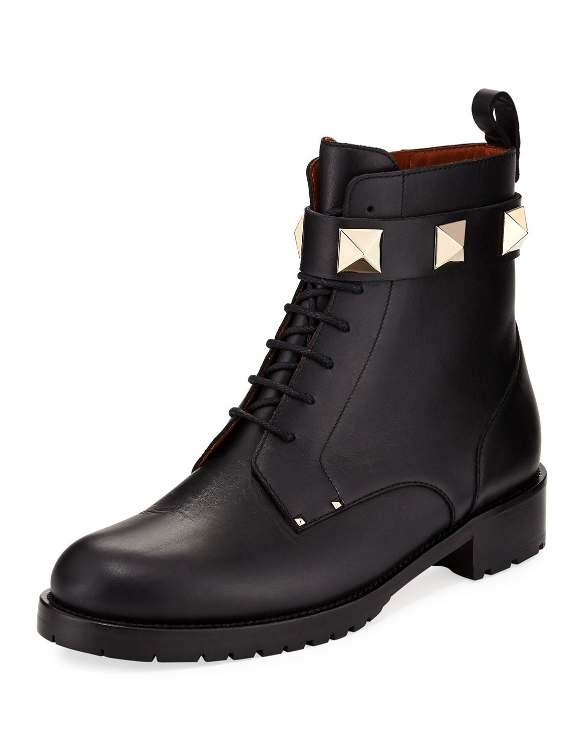 Valentino - black lace combat boots