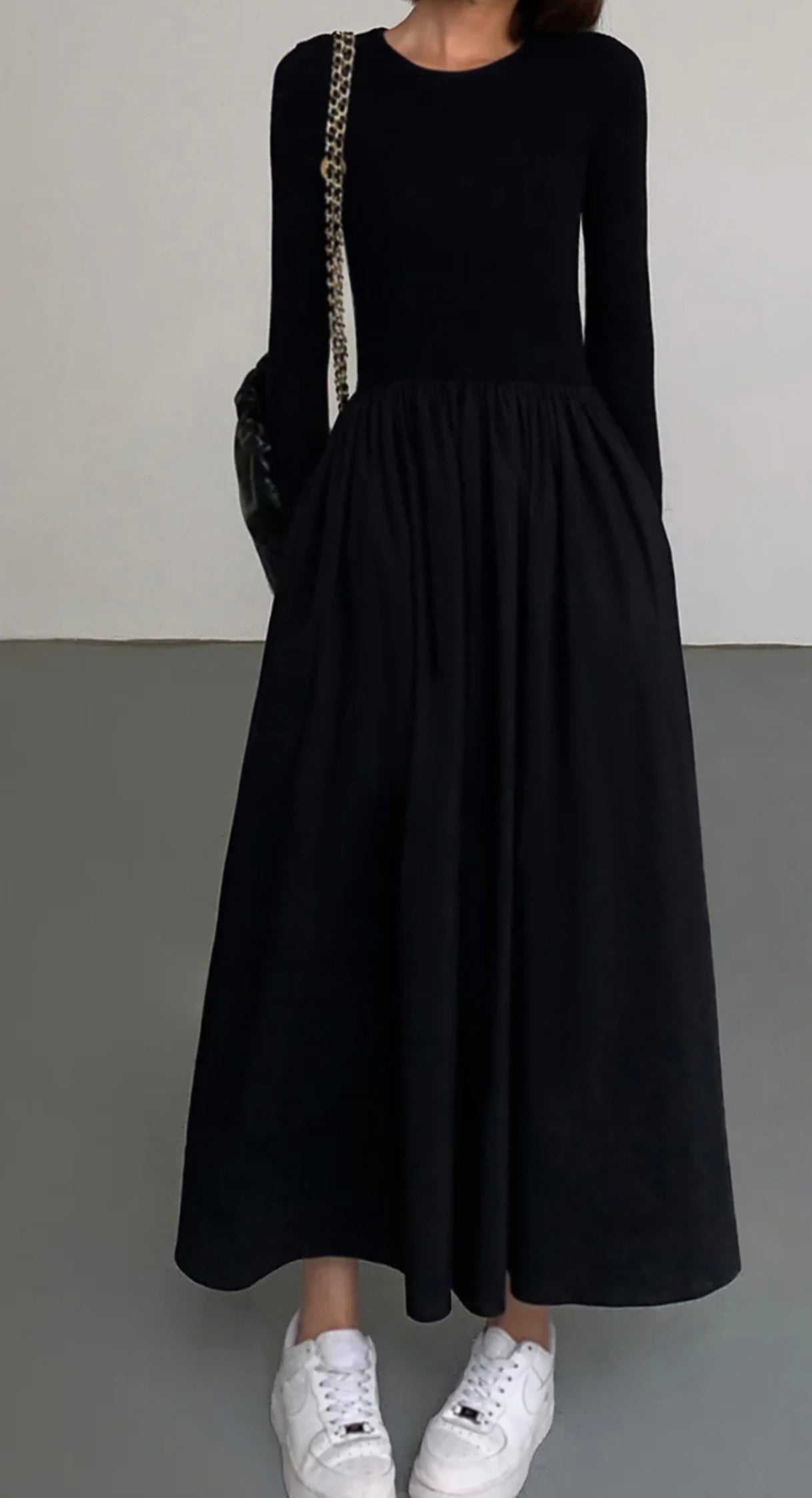 COMMENSE Leisure Pockets Long Sleeve Long Dress