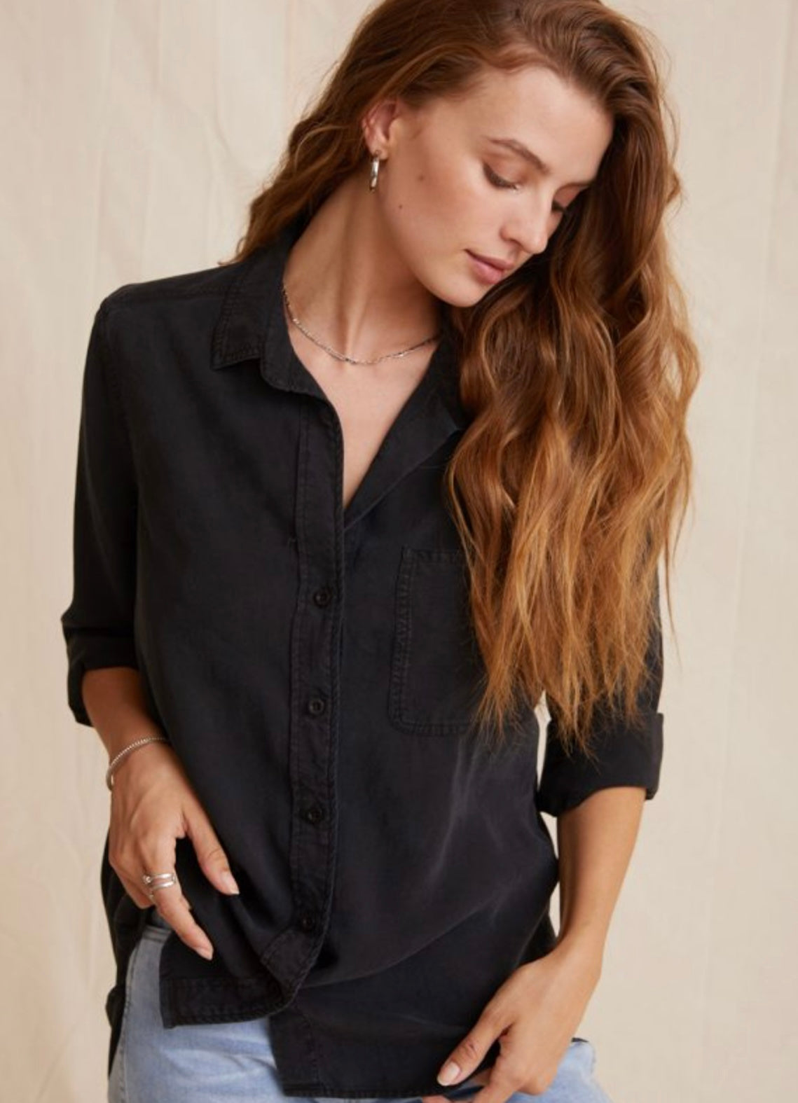 BELLA DAHL - BUTTON-UP SHIRT - BLACK