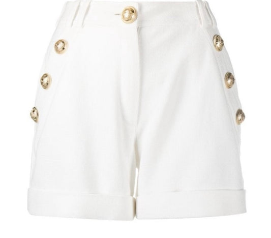 Balmain White Cotton Low-Rise Shorts