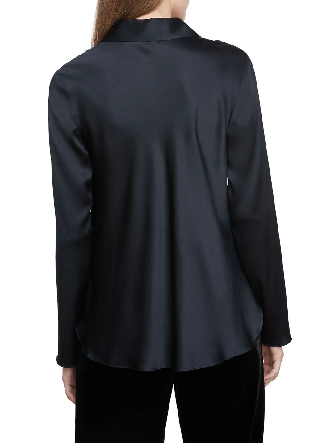 VINCE
Silk Bias Long Sleeve Button-Down Blouse, Black