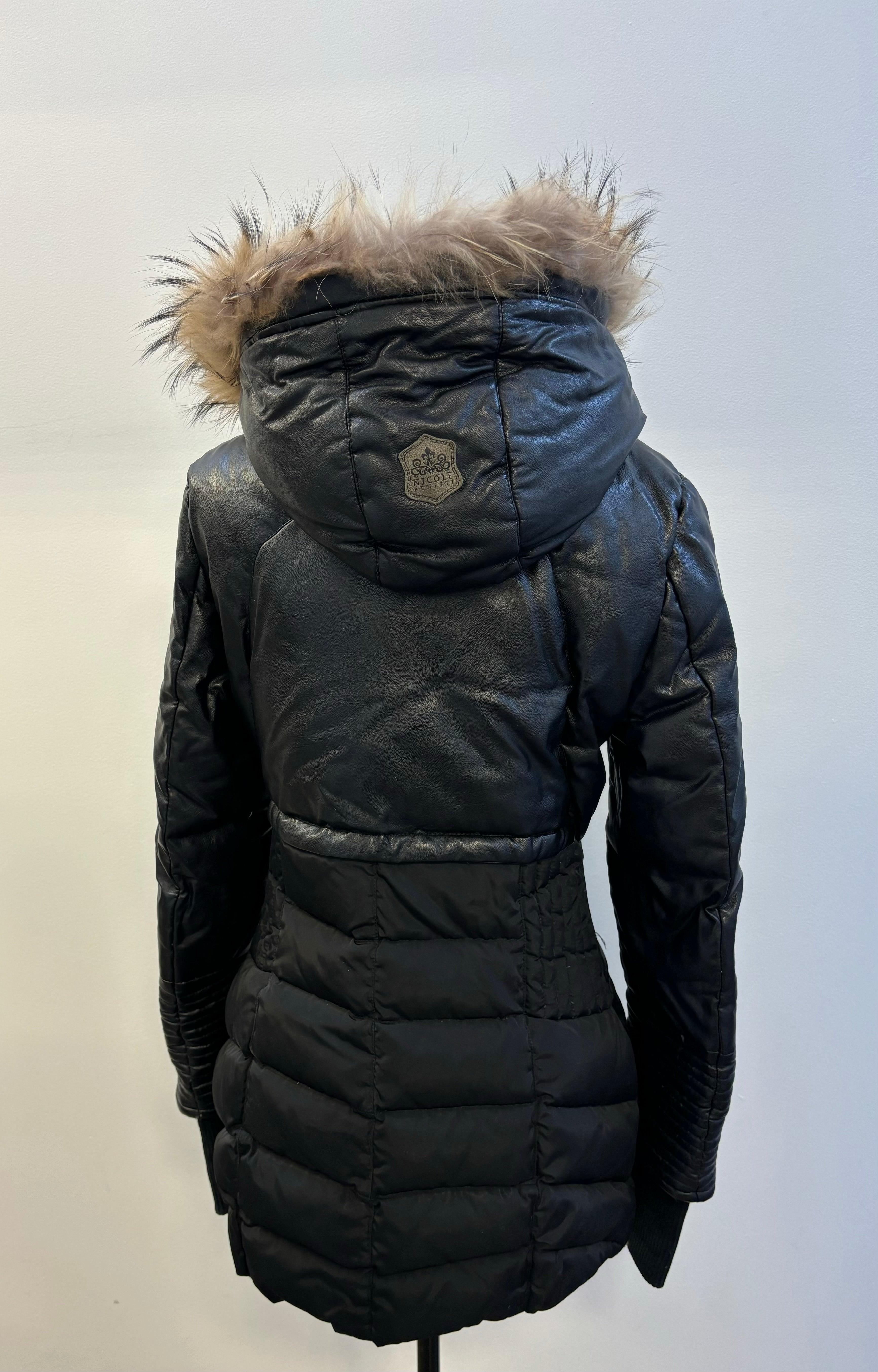 Nicole Benisti Leather Winter Jacket with Fur Trim