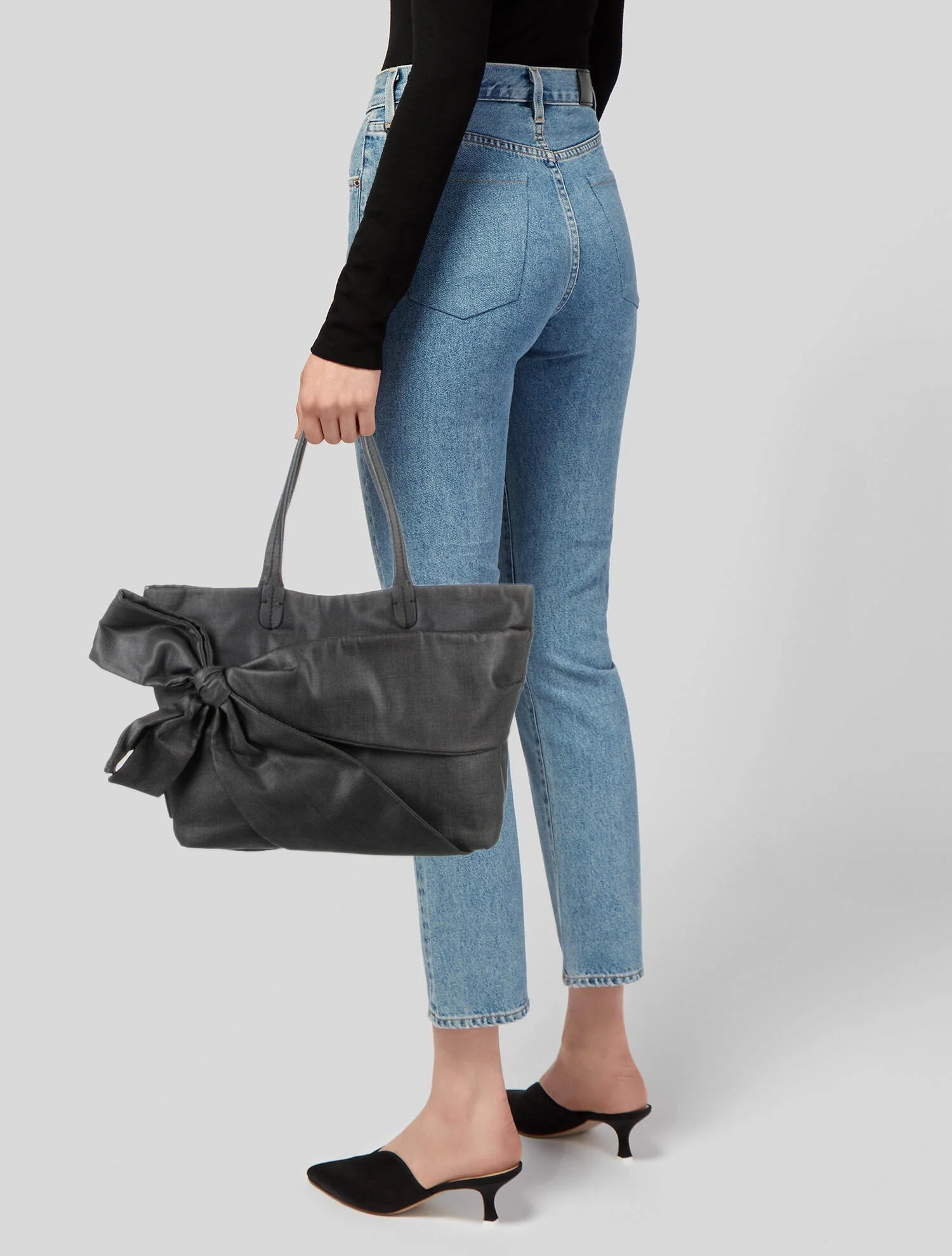 VALENTINO large black leather tote bag with big bow, in gucci dust bag