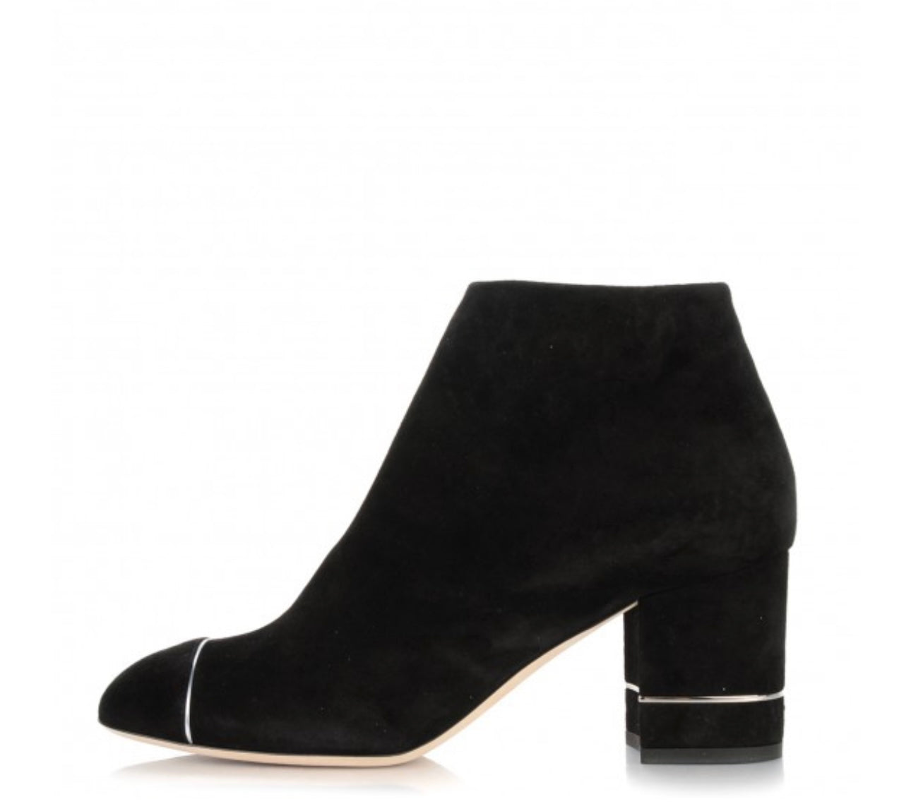 Preloved Chanel - Suede Booties with Logo on Heel