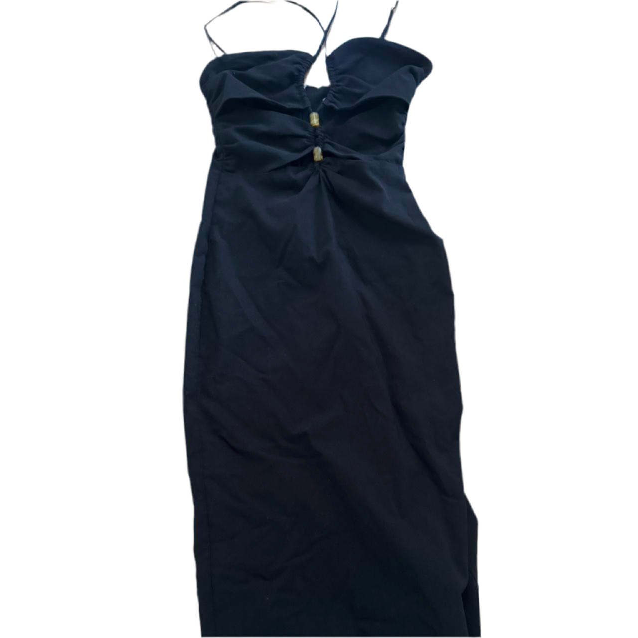 ZARA black maxi cut out dress with brown beads