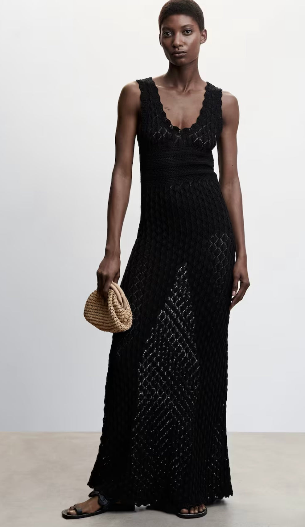 MANGO- Open-work long dress