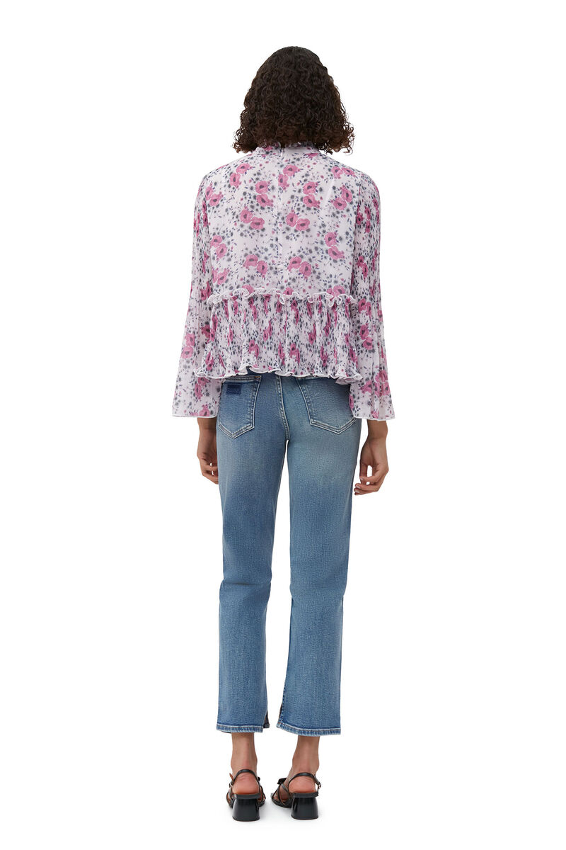 GANNI floral pleated blouse