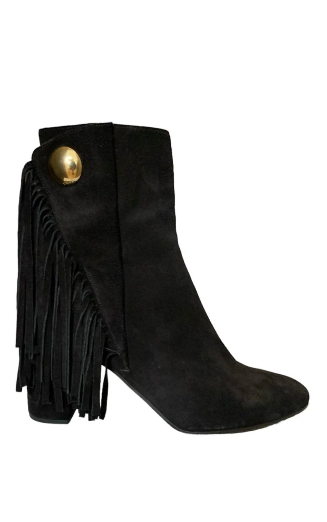 Chloe- Black Fringe Booties