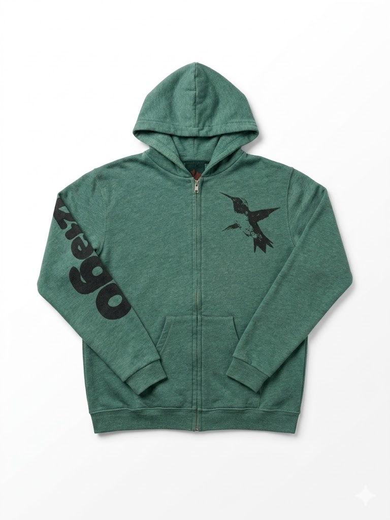 FREE CITY green/teal zip up hoodie