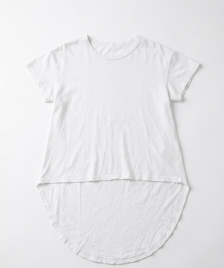 THE GREAT distressed white tshirt, holes, high low style