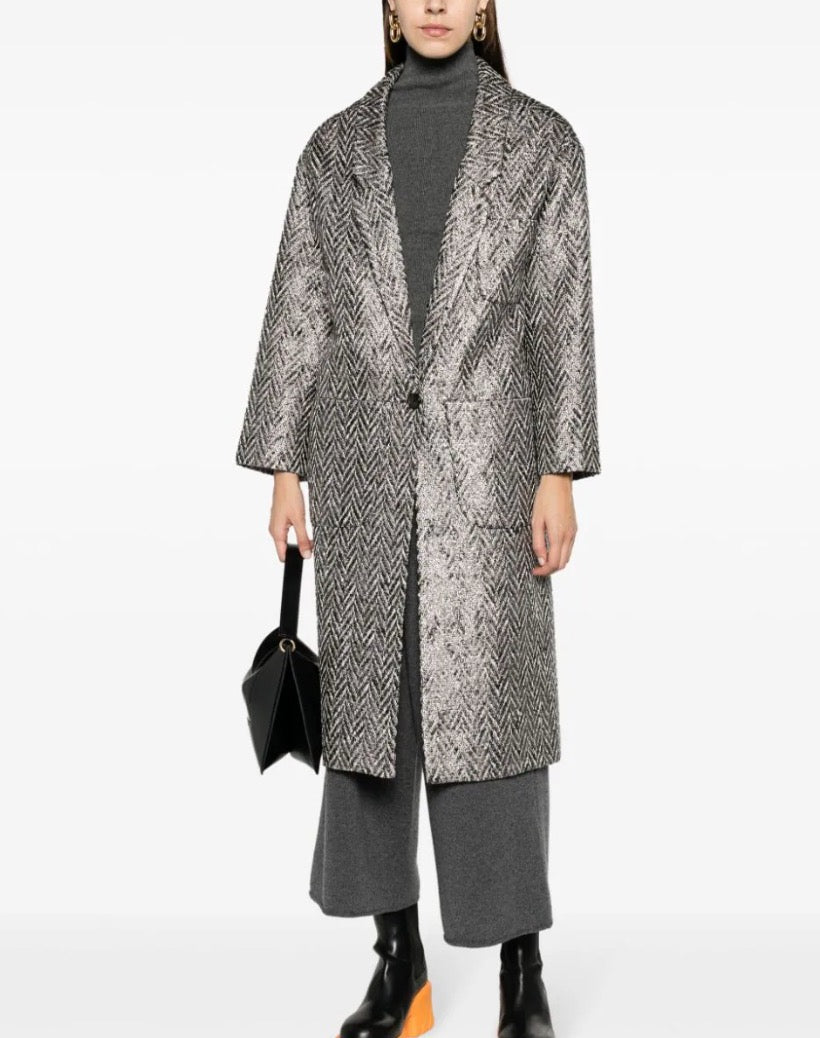 SMYTHE long grey/black with sparkle herringbone style jacket