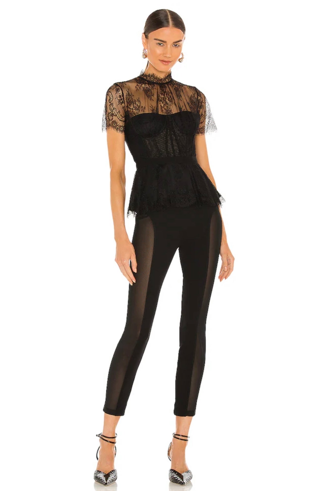 SIMKHAI - Kehlani Lace Bustier Top in Black