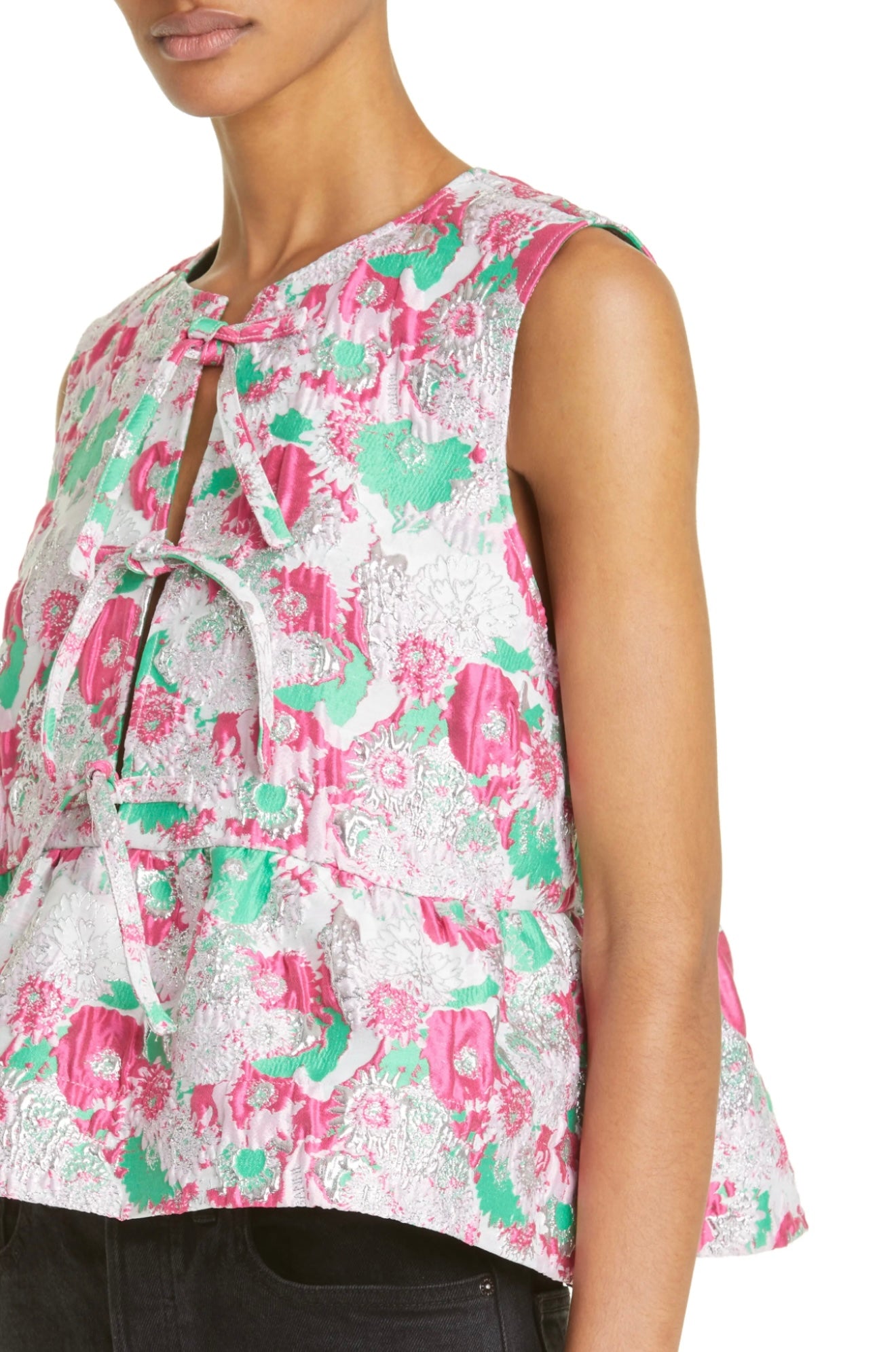 GANNI tie front blouse