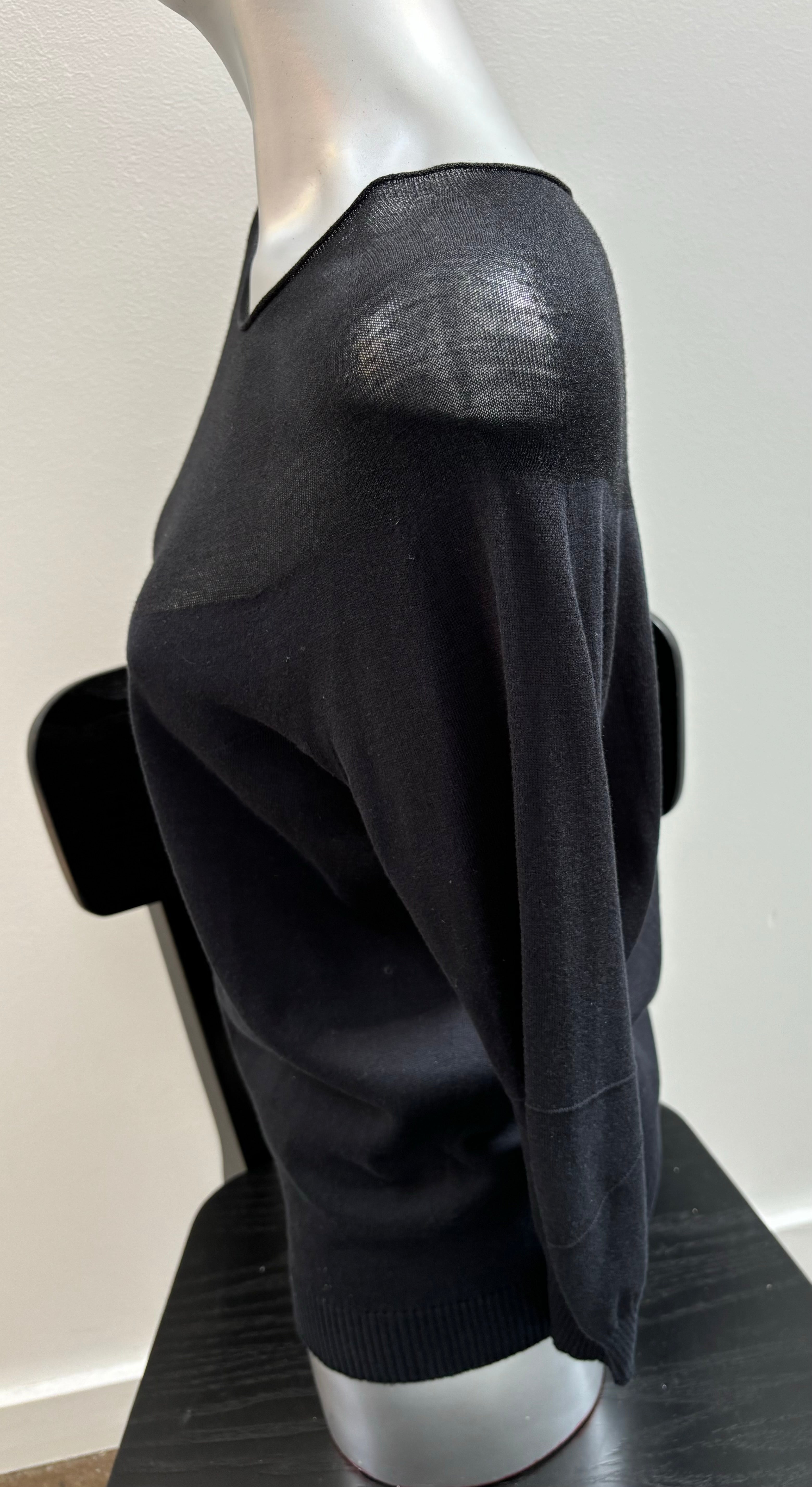AGNONA black 3/4 sleeve knit sweater