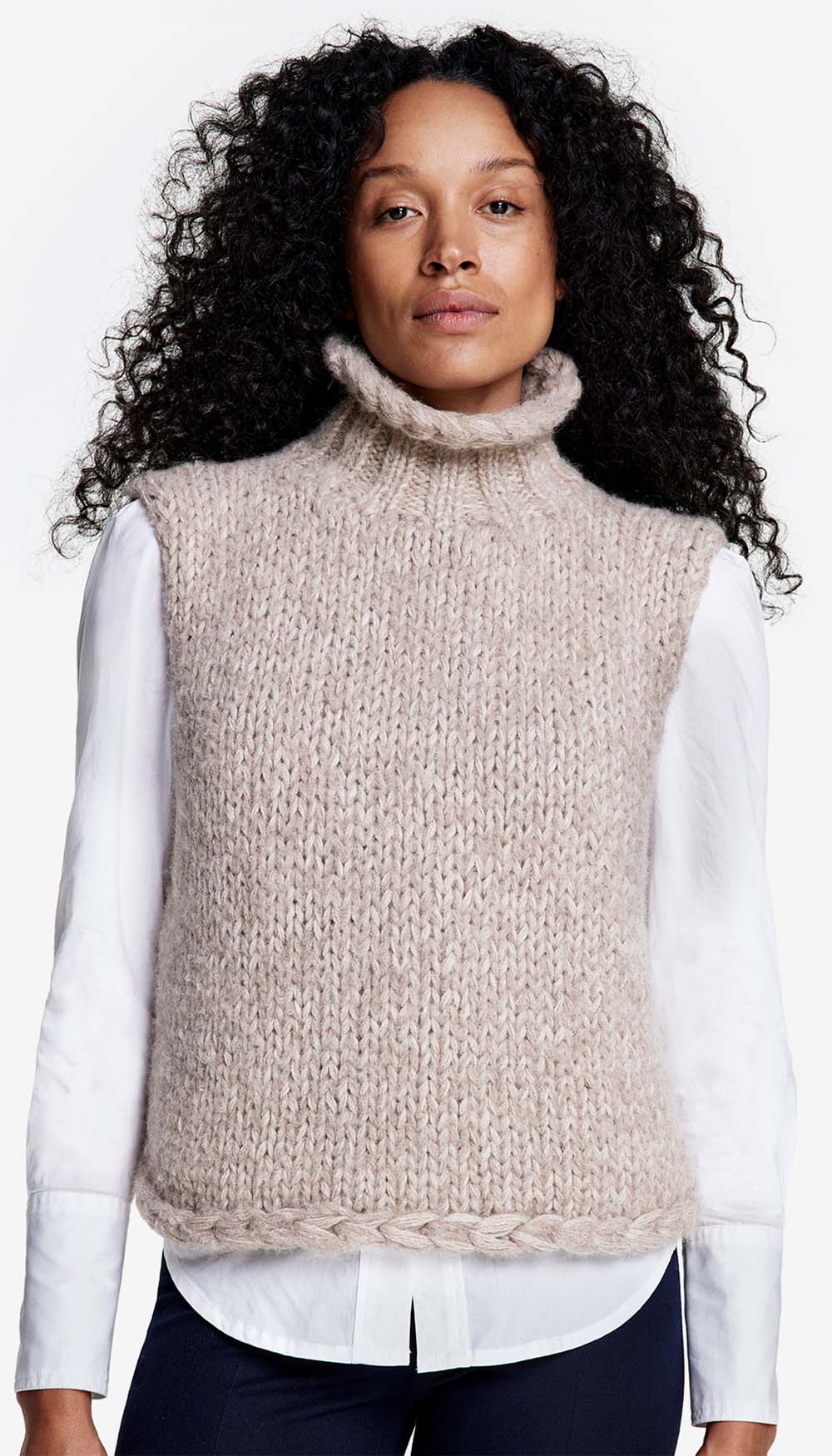 SMYTHE X AUGDEN cream mohair knit vest