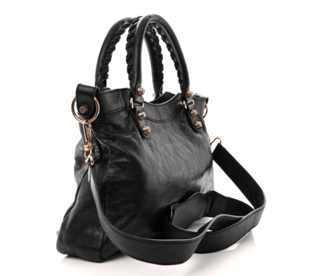 BALENCIAGA 
Agneau 12 Rose Gold Hardware Town Black