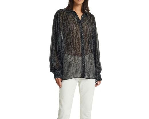 Anine Bing Sheer Zebra Blouse