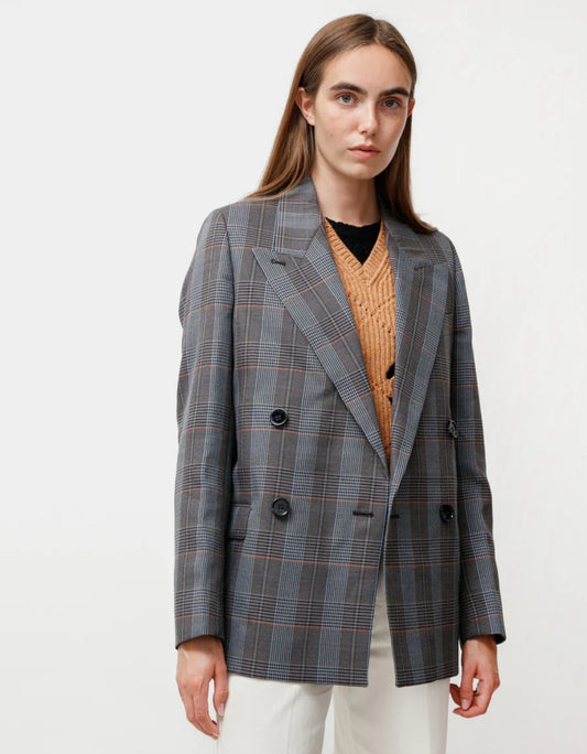 ACNE STUDIOS - CHECKED SUIT JACKET BLUE/ORANGE