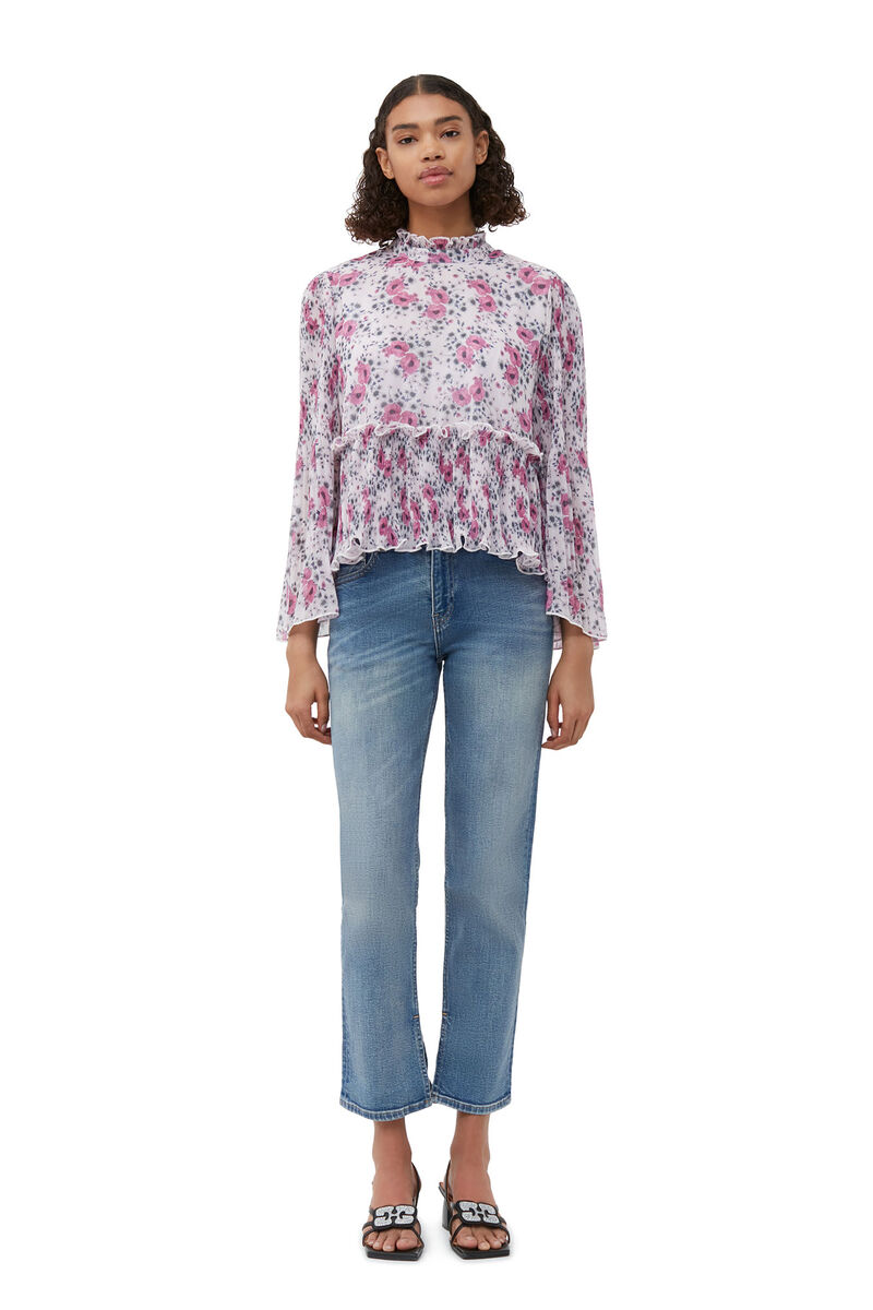 GANNI floral pleated blouse