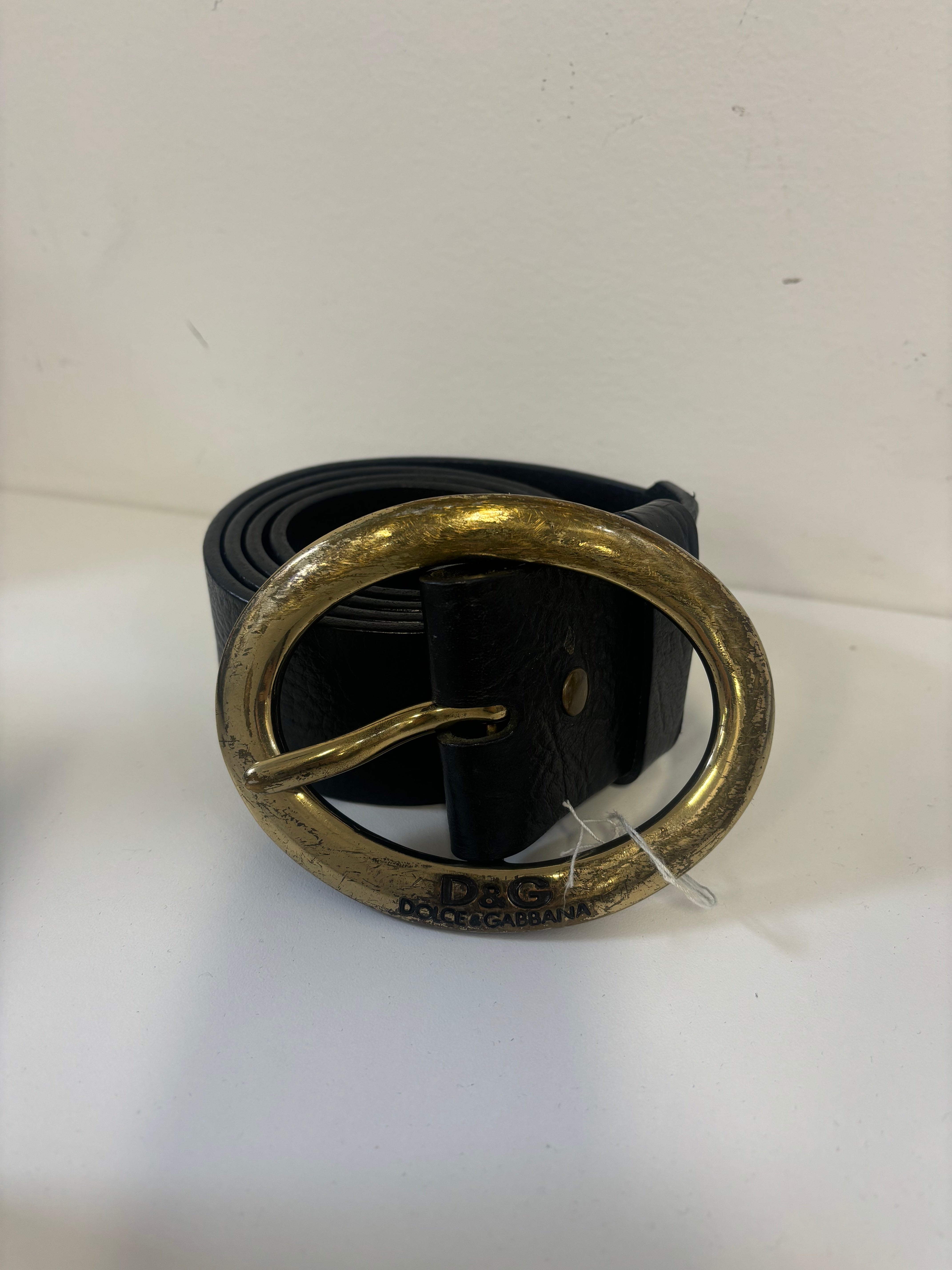 DOLCE & GABBANA black belt with gold big buckle
