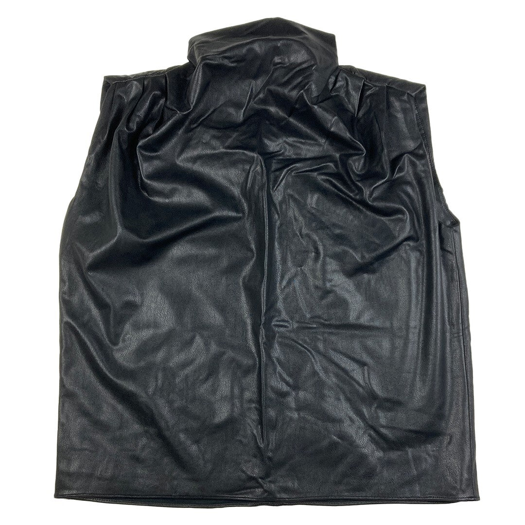 AMANDA UPRICHARD faux leather mock neck tank top blouse, oversized fit
