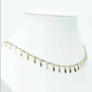 JENNY BIRD GOLD OVAL DROPS CHOCKER NECKLACE