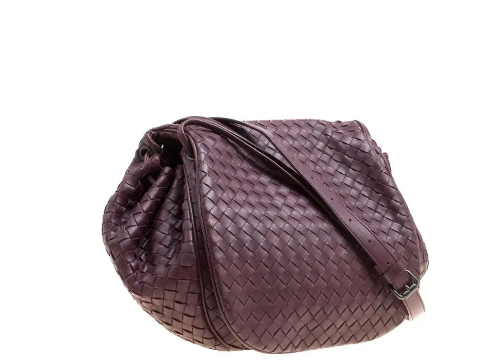 Bottega Veneta
Bottega Veneta Burgundy Intrecciato Leather Drawstring Flap Crossbody Bag