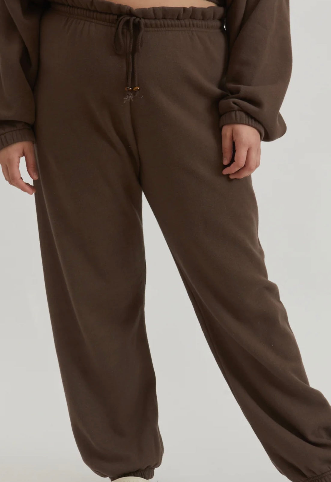 DONNI.
Women's Brown Vintage Fleece Cropped Hoodie & Sweatpants