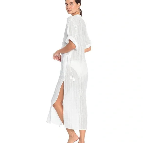 ROBIN PICCONE white gauze button up dress