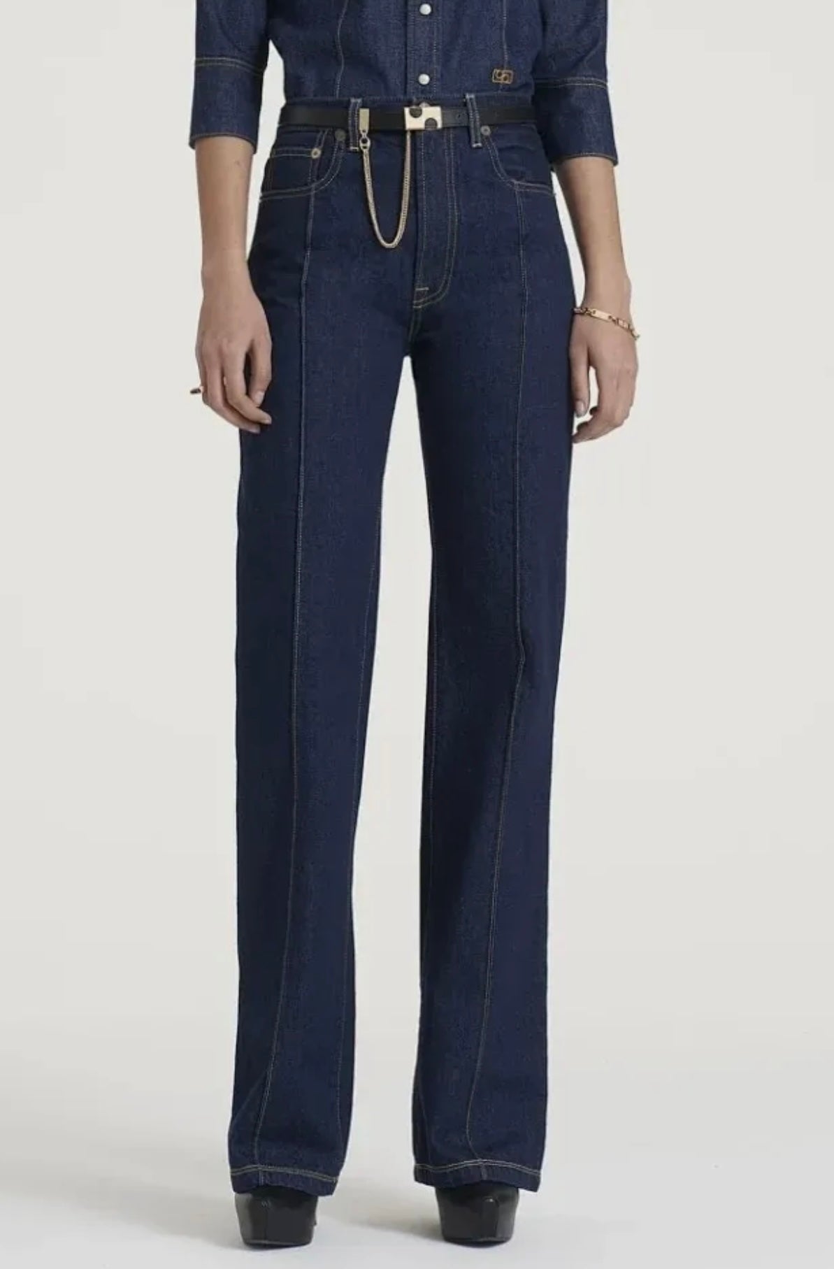 PORTS 1961 X R13 Womens High-Waisted Birkin Jeans in Dark Indig